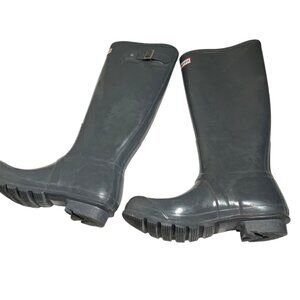 Hunter Original Tall Rain Boots Size 9 Glossy Gray Rubber Waterproof Womens